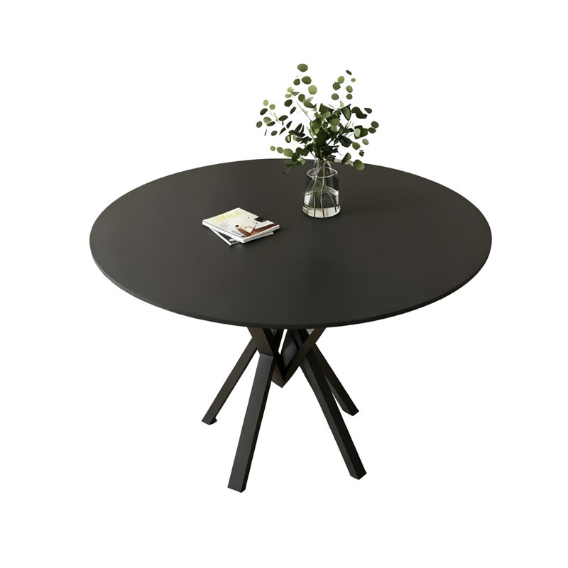 Black Round Sintered Stone Dining table, 29.53"H x 39.37"L x 39.37"W
