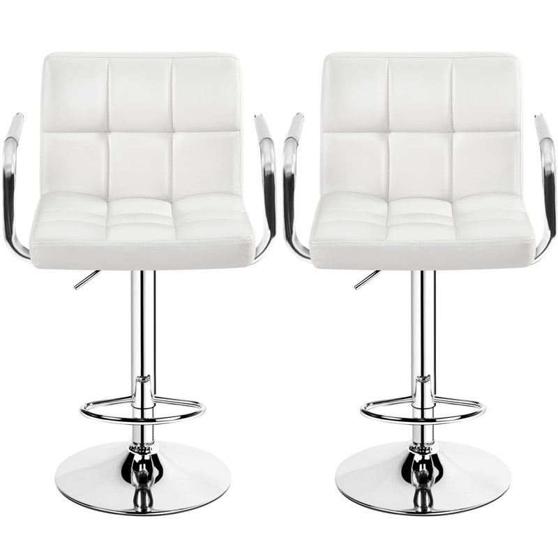 Pete Swivel Upholstered Adjustable Height Counter Stools, White
