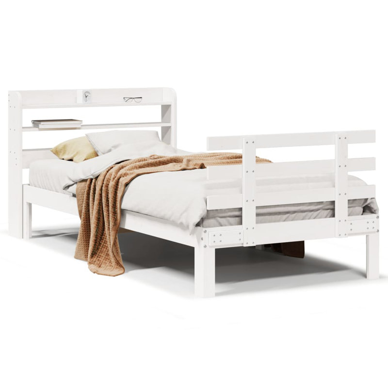 Bed Frame With Headboard Without Mattress, White, 85 x 208 cm