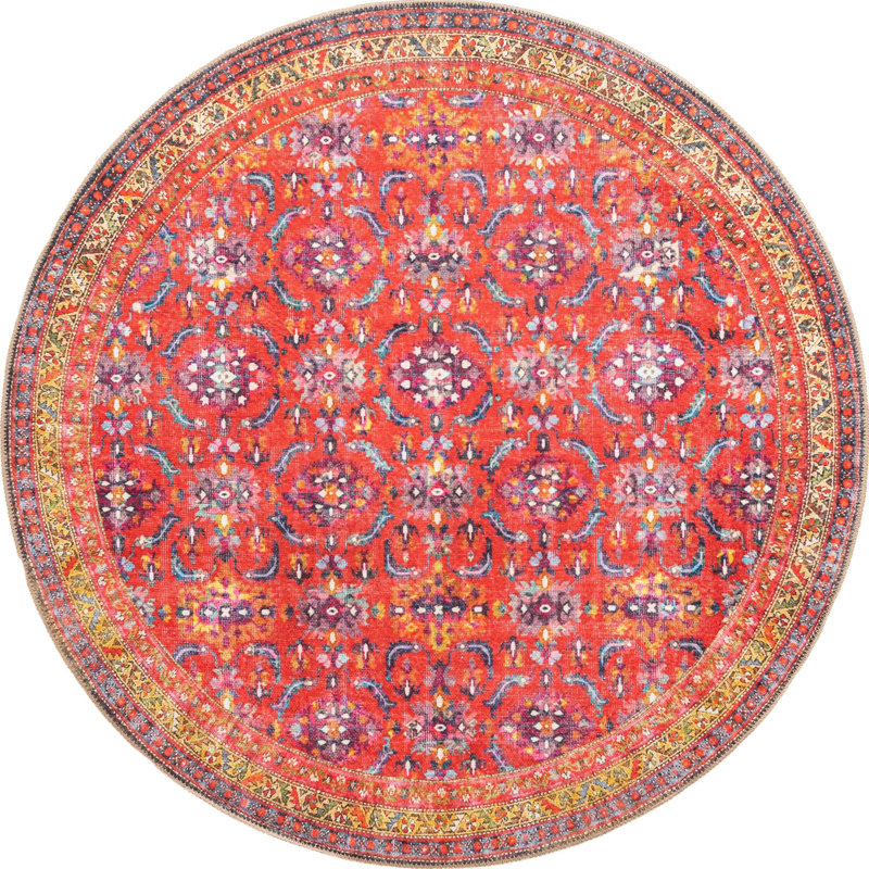 Ellizabeth Chenille Oriental Indoor Rug, Round 5'