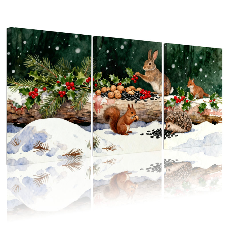 Ensemble de 3 reproductions d'art sur toile de Noël, H 18 po x l 36 po