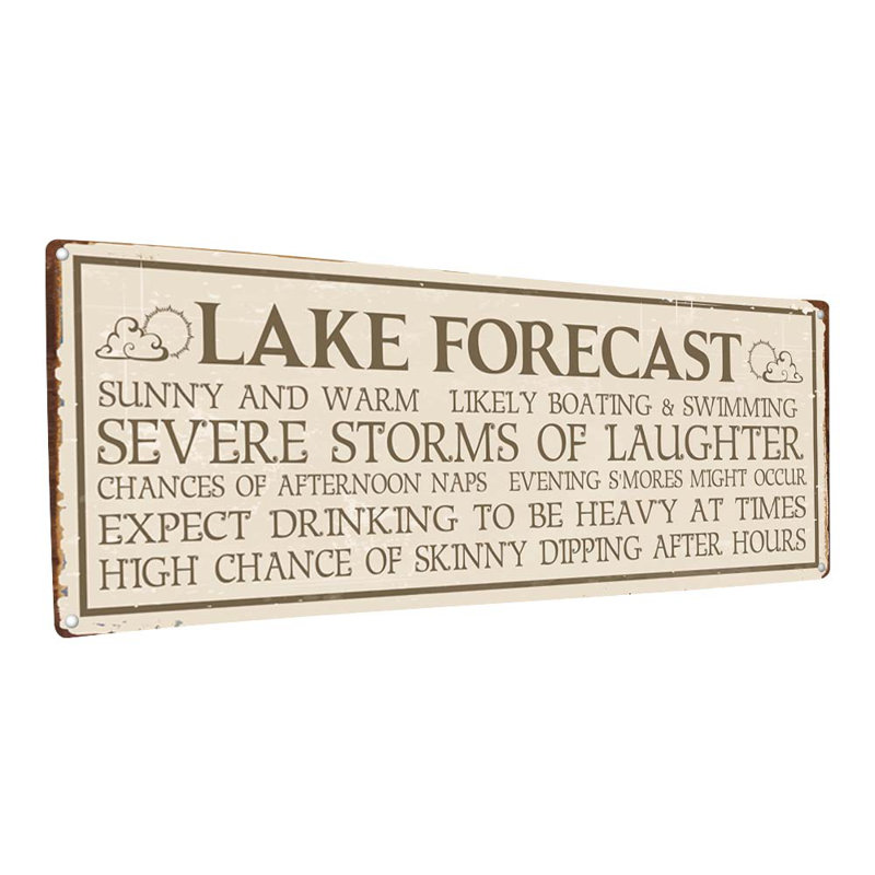 «Lake Forecast Metal Sign» sur métal, H 5,75 po x l 15,5 po