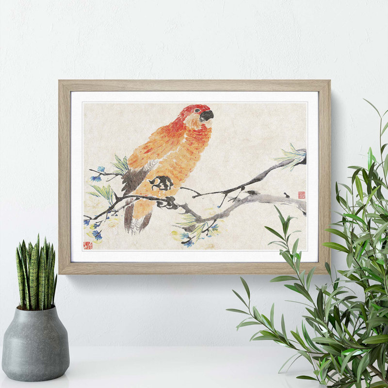 Parrot by Ren Yi - Framed Print, Oak Framed, 27cm H x 36cm W x 2cm D