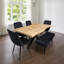 Wooden Brown Dining Table with 6 Velvet Chairs, Stylish Dining Room Furniture-1441468220-1425033328