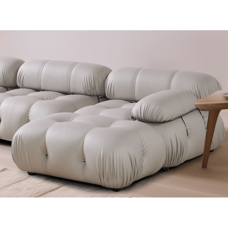 Howliet Upholstered L-Shaped Sectional Reversible, Gray Faux Leather