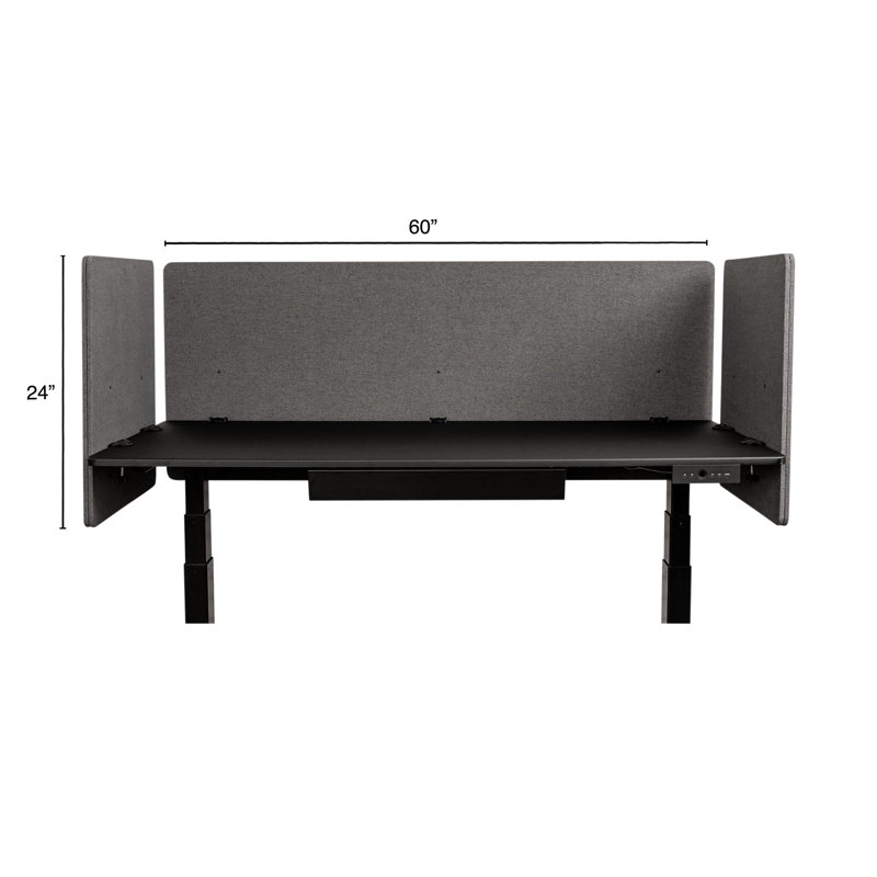 Ash Gray Acoustic Desk Divider with Powder-Coated Steel Clamps