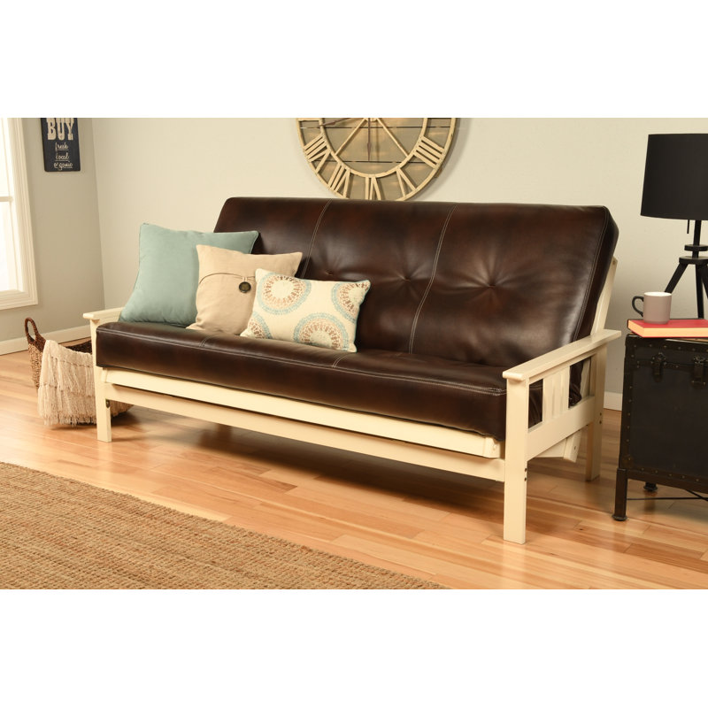 Futon de 80 po avec matelas Stratford, Innerspring, Sentier de l'Oregon de couleur java, Blanc antique