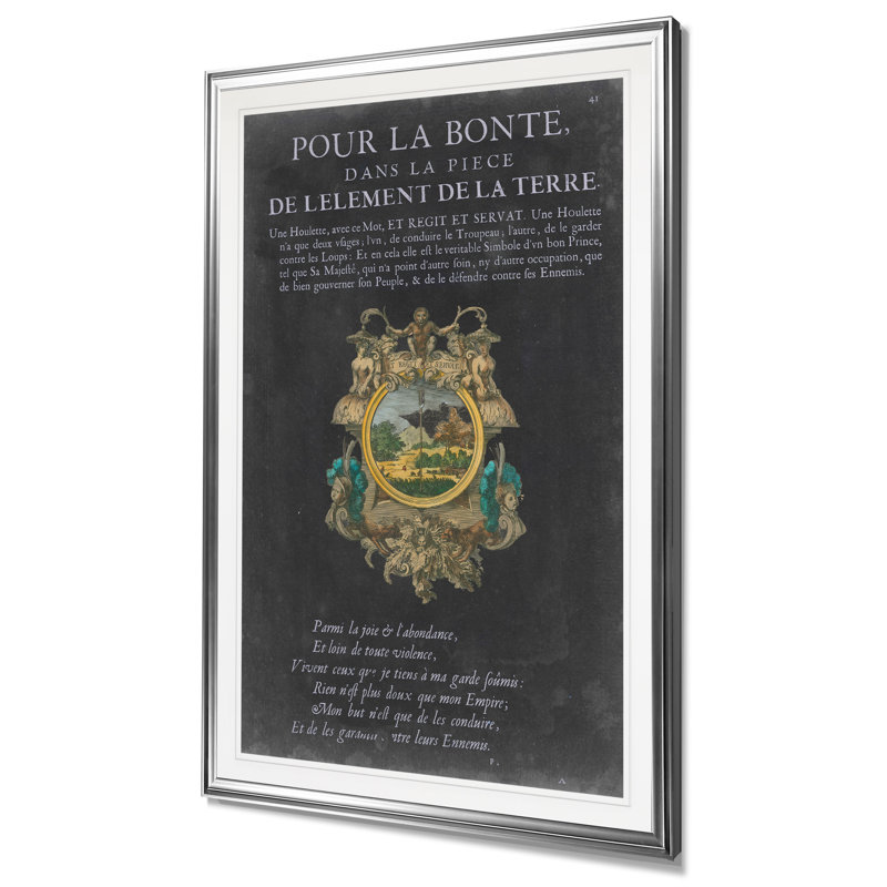 « rétro bookplate i », art textuel, H 36 po x l 26 po x P 1,5 po, Cadre argenté