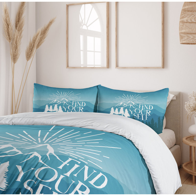 Twin Blue Vintage Mountain Range Duvet Cover Set