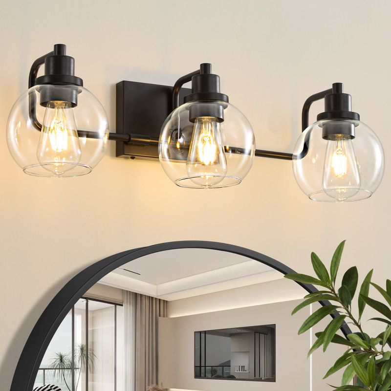 3-light Dimmable Bathroom Vanity Light, Matte Black