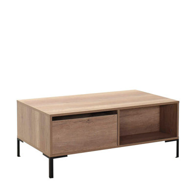 Modern Coffee Table, Light Walnut Finish, 40.6 x 16.5 x 23.6 inches | 100% Melamine Coated Particle Board, Thickness: 0.6 inches | Stylish Industrial Design for Living Room & Office, Durable & Elegant