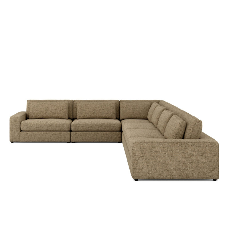 Aileen Upholstered L-Shaped Corner Sectional with Ottoman, 31.5" H x 171.5" W x 132" D, Right Hand Facing