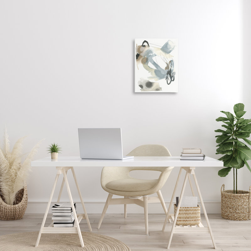 Art mural moderne sur toile à l'aquarelle neutre par June Erica Vess, H 20 po x l 16 po