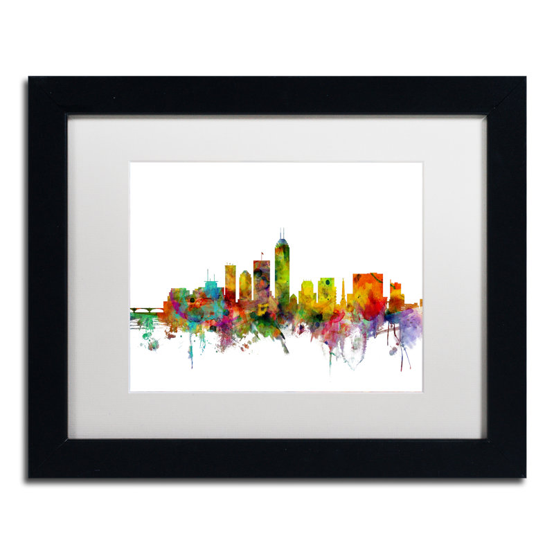 "indianapolis indiana horizon" , impression encadrée, H 11 po x l 14 po x P 0,5 po, Blanc