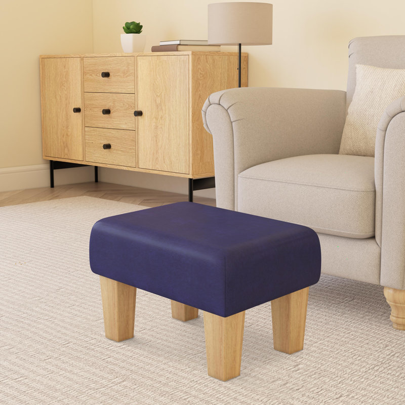 Acierno Mahogany Wood Contemporary Leg - Faux Leather, Blueberry Blue, Natural