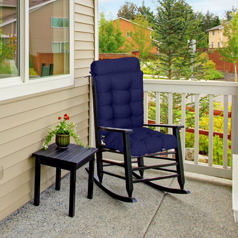 Outdoor High Back Chair Cushion Set, Dark Blue