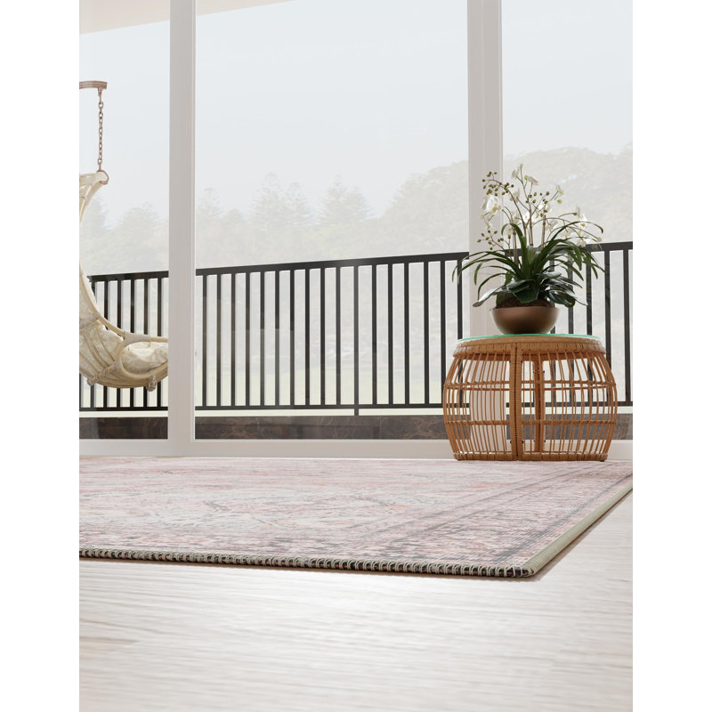 Mckellum Performance Chenille Floral Indoor Rug, Rectangle 6'1" x 9'
