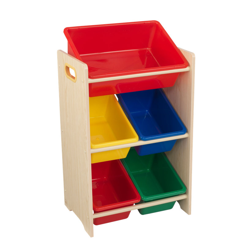 Toy Organiser with Bins, Oak