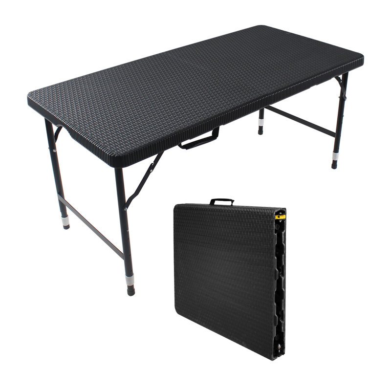4Ft Rattan Folding Table For Indoor&Outdoor （Only Include Table), Black