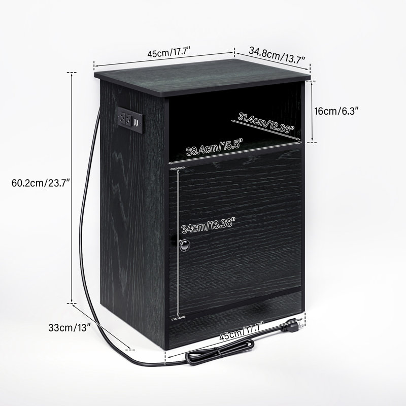 16.3'' W Nightstand, Black
