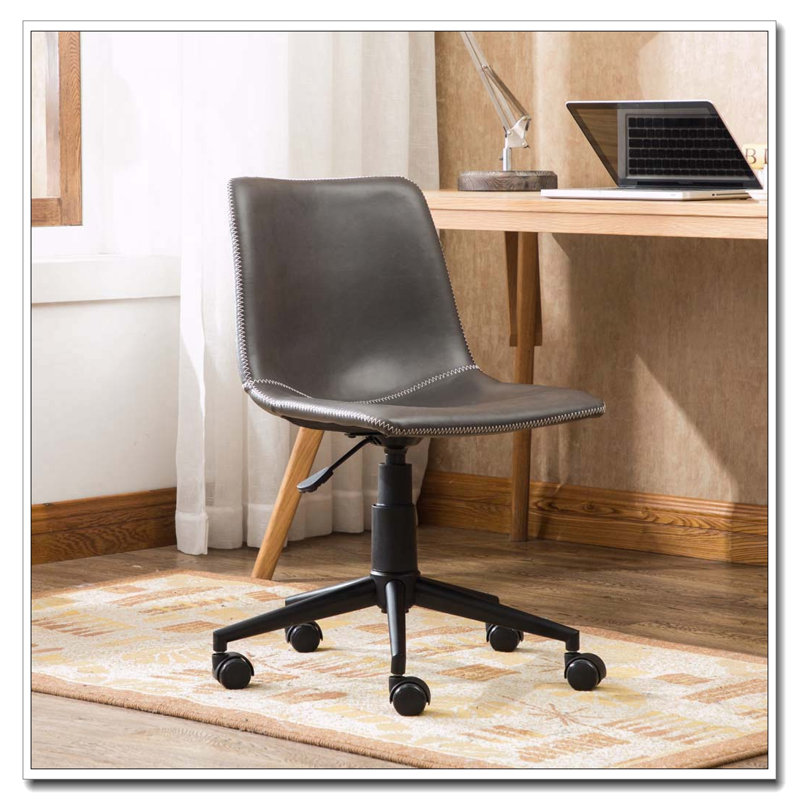 Chaise de bureau pivotante en similicuir 360 avec vérin à gaz, Similicuir gris