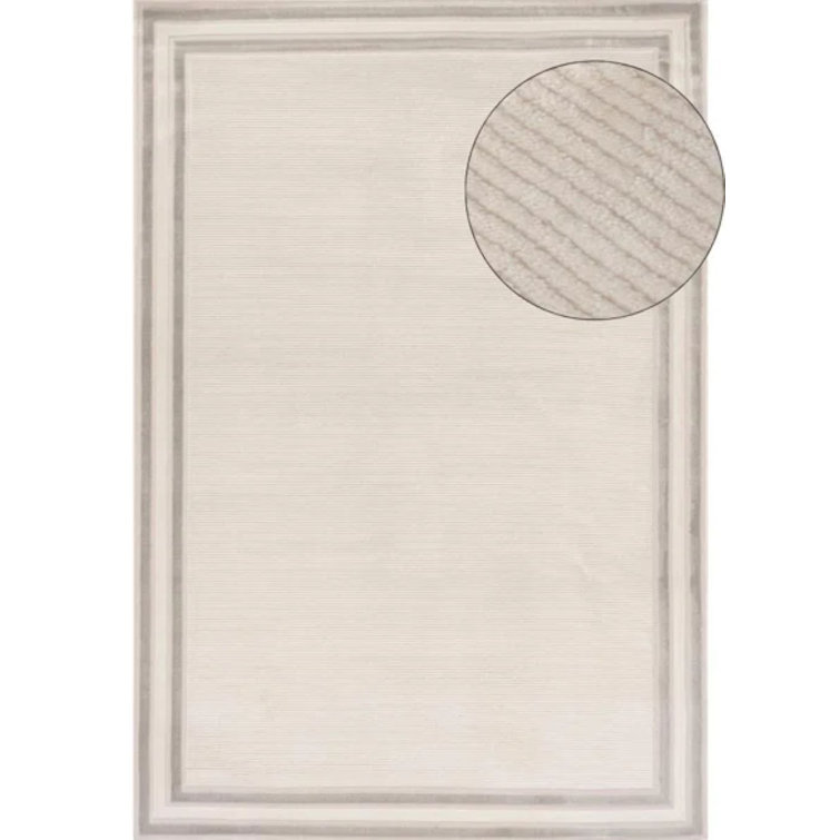 Carmel Modern Bordered Cream/Grey Area Rug