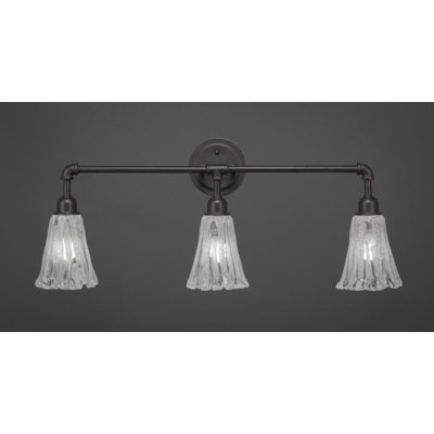 Eilif Vintage 3 Light Bath Bar with 5.5" Fluted Italian Ice Glass