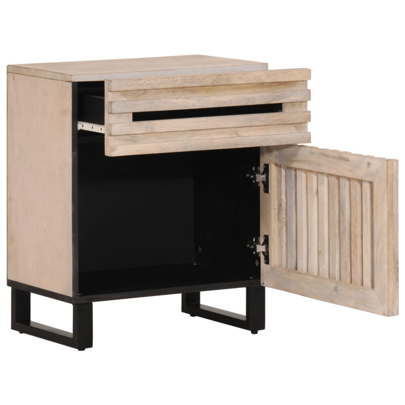 Naiya 50cm W Steel Bedside Table, Natural