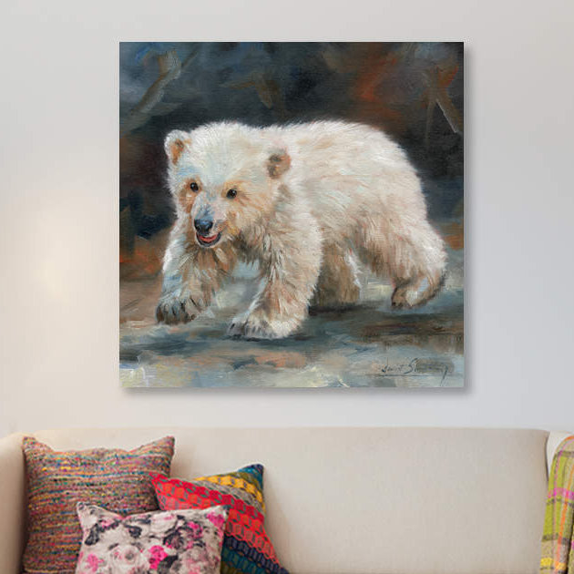 «Polar Bear Baby», impression sur toile, H 37 po x l 37 po x P 1,5 po, Toile tendue, Pas de tapis