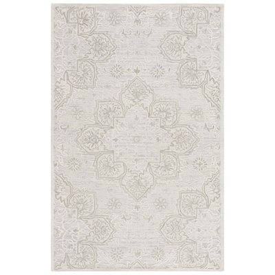 Lulua Hand Tufted Wool Cotton with Latex Oriental Rug in Gray/Ivory