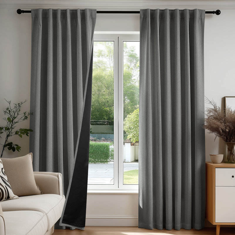 Linen-Look Total Blackout Curtains (Set of 2), Gray, 52" W x 96" L