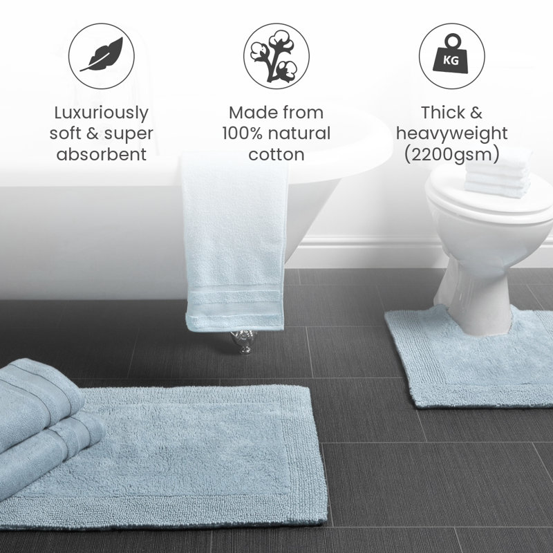 Ruthann Cotton Reversible Bath Mat, Blue