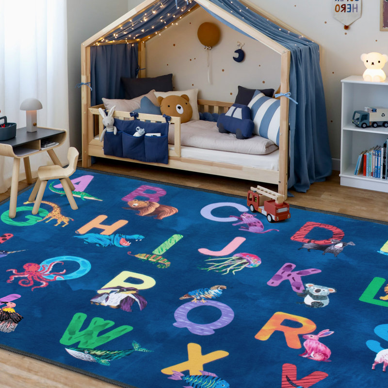 Tapis de classe Alphabet pour enfants, Rectangle 6' x 9'