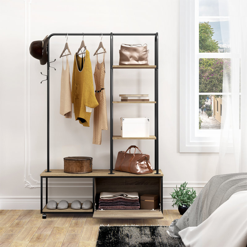 Galnares 110 cm W Hall Tree with Shoe Storage