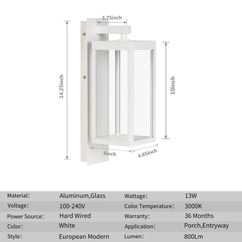 Applique murale d'extérieur, lampe murale intégrée en aluminium IP54 résistante aux intempéries, éclairage d'extérieur pour Yard Driveway Cafe