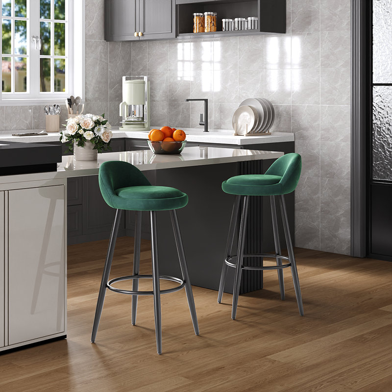 Askern Upholstered Counter Stool, Dark Green, 2