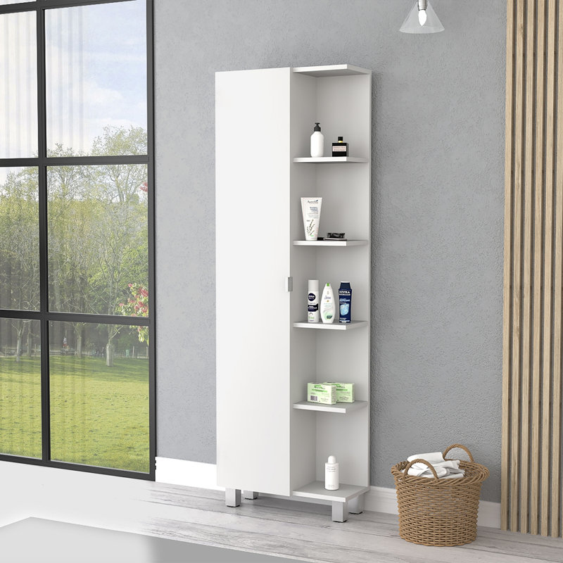 Armoire à linge Los Angeles, cinq tablettes, une armoire, cloisons, Blanc