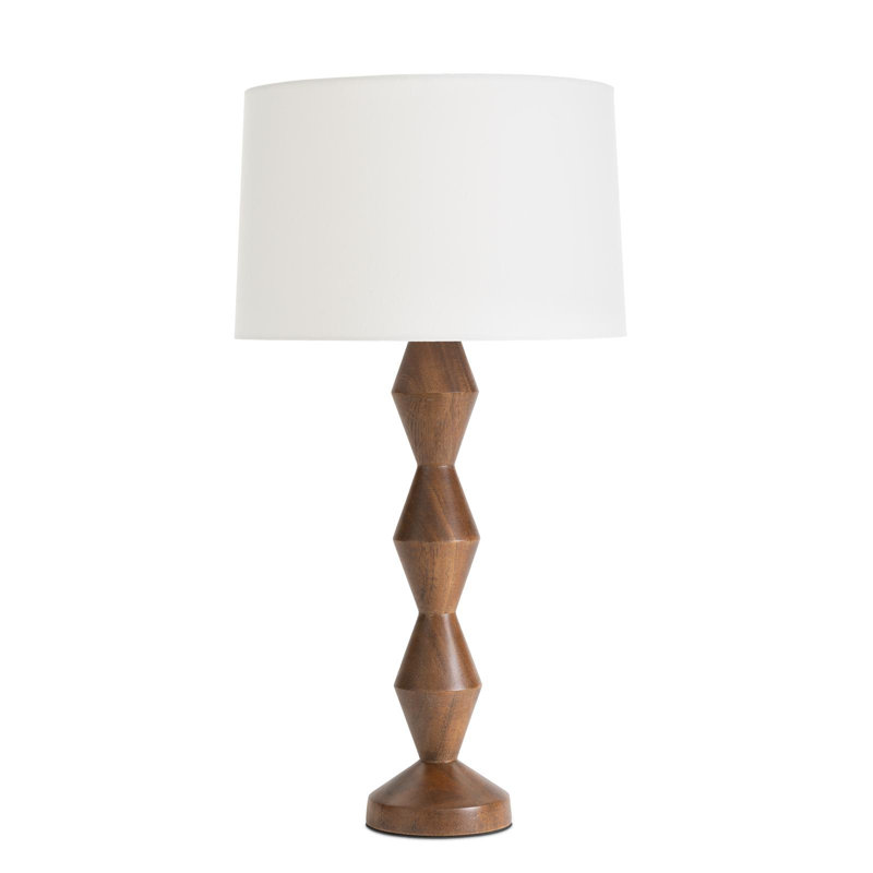 Crew Walnut Buffet Lamp (Black Shade), White