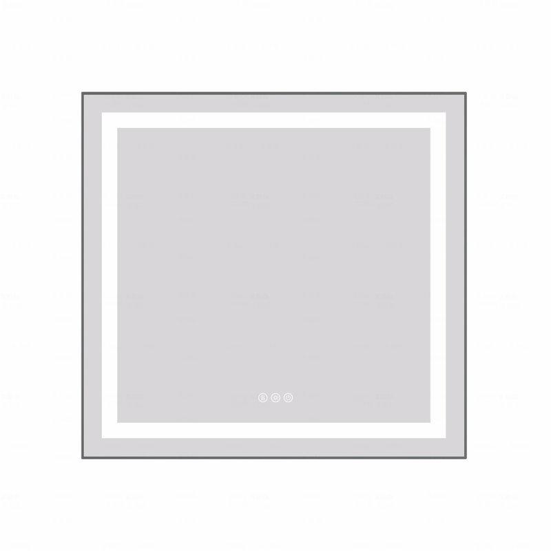 Miroir d'appoint mural de salle de bain 30 "x 28" avec façade et rétroéclairage, 30 po x 28 po, Gris, Rectangulaire