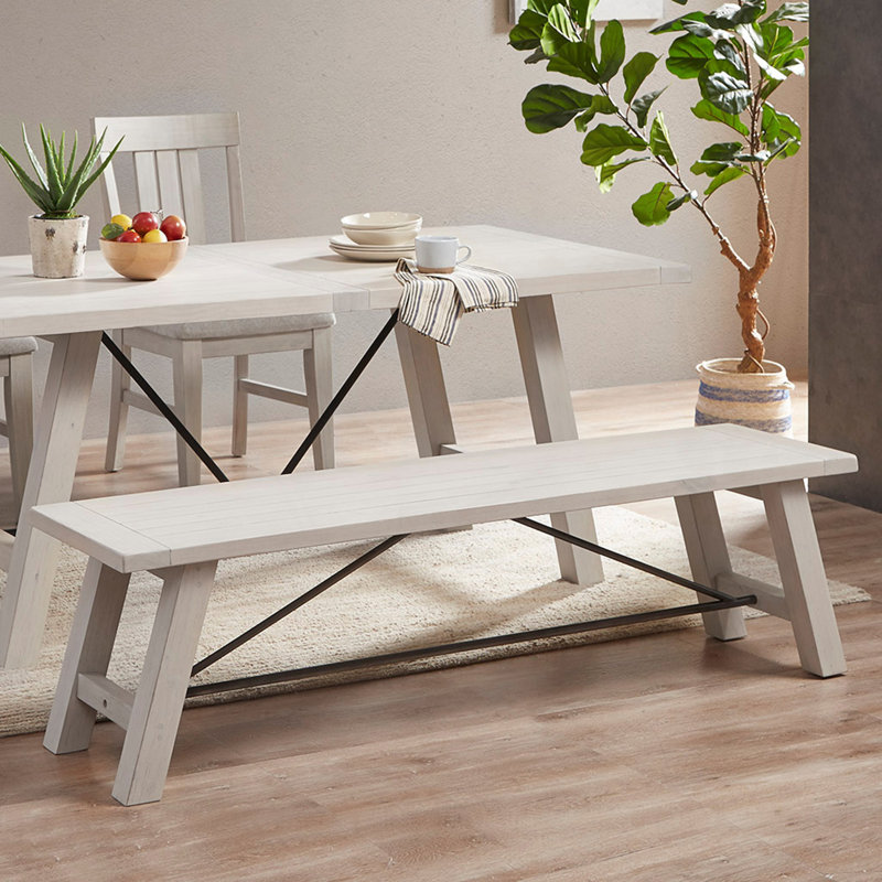Banc de salle à manger d'inspiration champêtre, Blanc récupéré