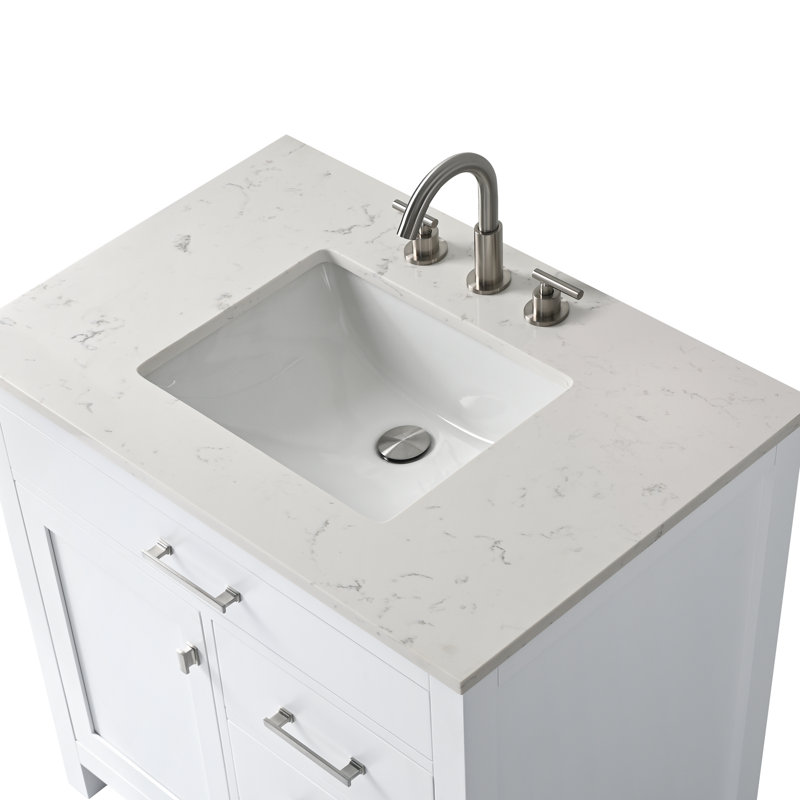 Trevor 36" W Single Vanity, White/Brushed Nickel
