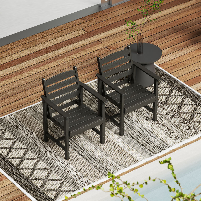 Chaise avec accoudoirs en PEHD Bensley (ensemble de 2), Noir