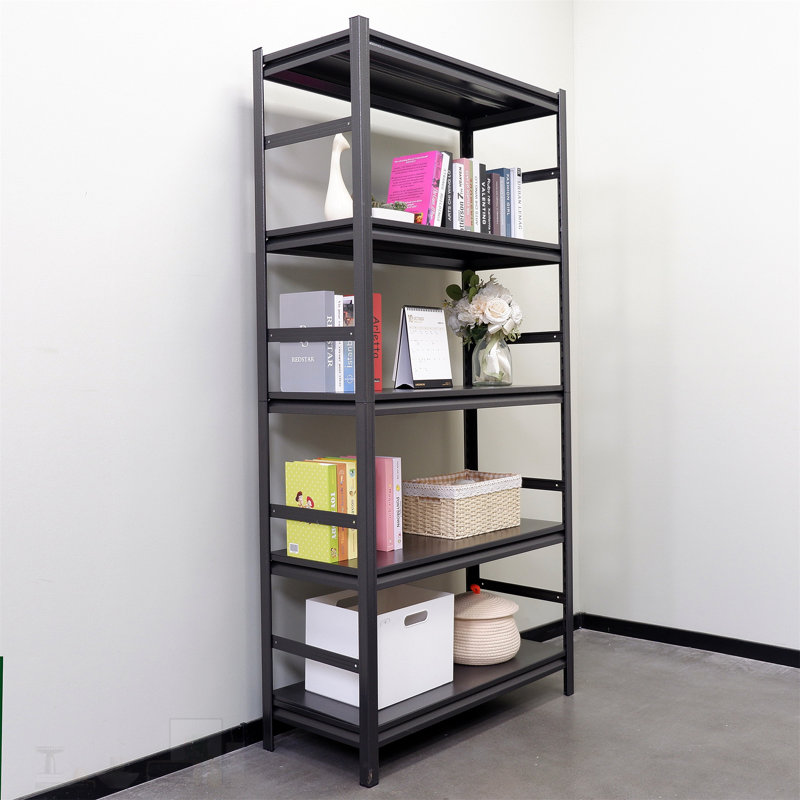 Bibliothèque à 5 niveaux avec bibliothèque ouverte et structure en métal, solution de rangement durable et élégante pour les livres et la décoration