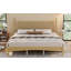 Lit plateforme en bois avec tête de lit en forme de gourde, lit plateforme de style rétro avec support à lattes en bois-248092877