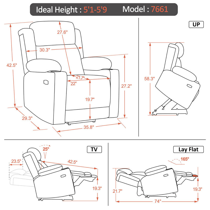 Upholstered Heated Massage Chair, Grey Polyester
