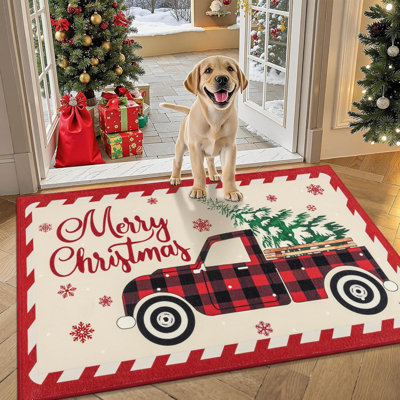 Christmas Machine Washable 32" X 48" Non-Slip Indoor Outdoor Doormat