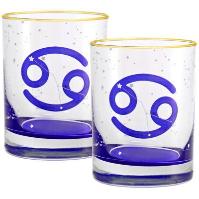 Culver Cancer Zodiac 14-Ounce 22k Gold Rim DOF Double Old Fashioned Glass (Cancer)