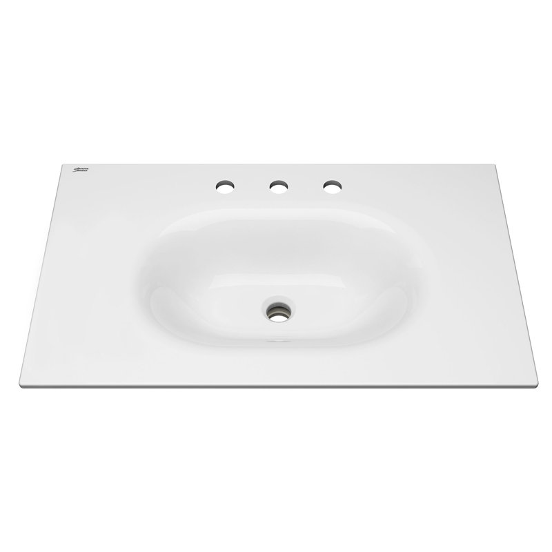 Lavabo de salle de bain rectangulaire encastré en porcelaine vitrifiée avec trop-plein studio S, Centres de 8 po