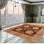 Tapis décoratif de laine carrée en brun de conception unique 8 pi 10 po noué à la main New Age