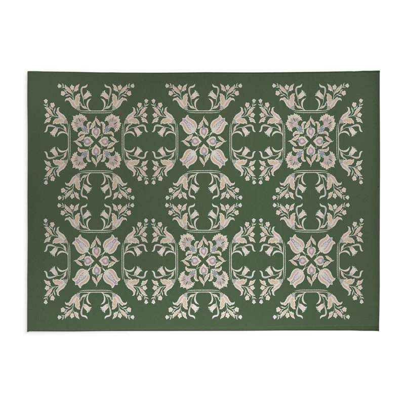 Tapis de cuisine à profil bas Rumi, Rectangle 5 pi x 7 pi, Vert
